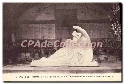 Cartes postales Riom Le Baiser de la Gloire Monument aux morts pour la France