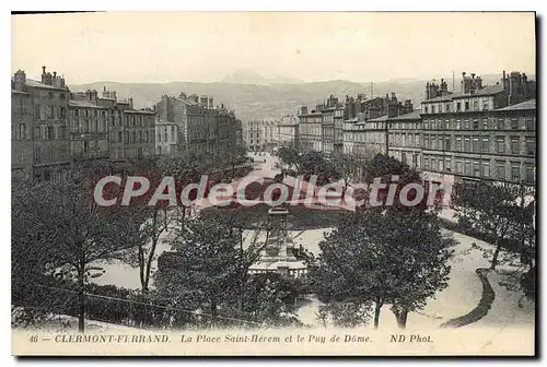 Cartes postales Clermont Ferrand La Place Saint Herem et le Puy de Dome