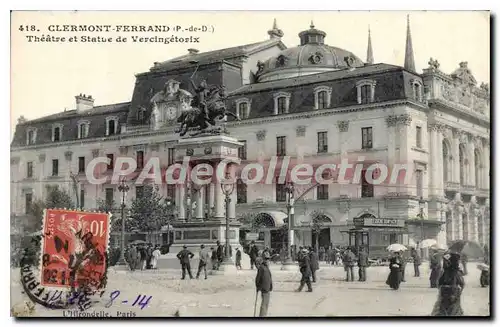 Cartes postales Clermont Ferrand P de D Theatre et statue de Vercingetorix