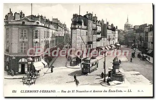 Cartes postales Clermont Ferrand rue de 11 Novembre et avenue des etats Unis