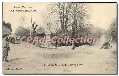 Cartes postales Circuit d'Auvergne Coupe Gordon Bennett 1905 Virage de la Vierge � Bourg Lastic