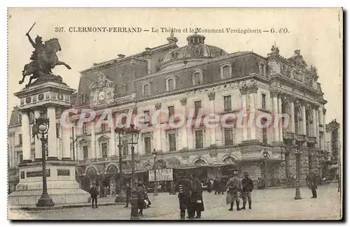 Cartes postales Clermont Ferrand le Theatre et le monument Vercingetorix