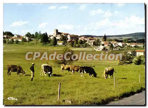 Moderne Karte Fournols d'Auvergne Puy de Dome Peche Champignons Foret vue generale cote Ouest