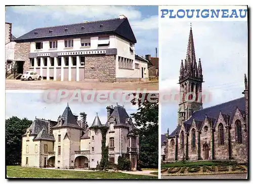 Cartes postales moderne Couleurs de Bretagne Plouigneau La Poste Le Chateau du Mur et L'Eglise