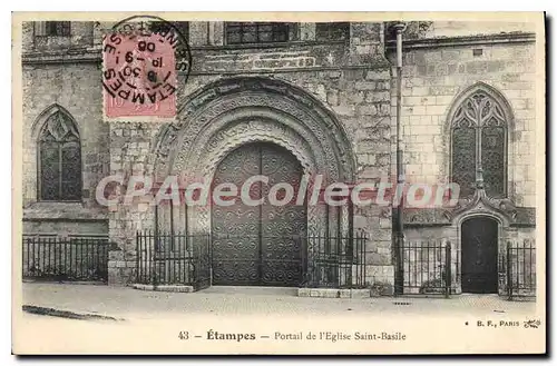 Cartes postales Etampes Portail de L'Eglise Saint Basile
