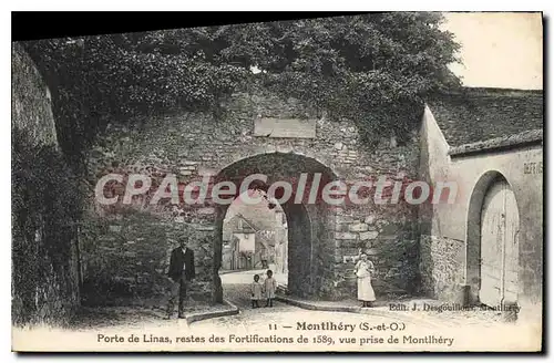 Ansichtskarte AK Montlhery S et O Porte de Linas restes des Fortifications de 1589 vue prise de Montlhery