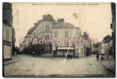 Cartes postales Arpajon S et O Carrefour Grande Rue et Rue Guinchard