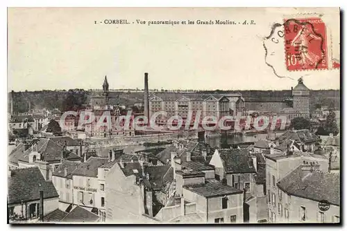 Cartes postales Corbeil vue panoramique et les Grands Moulins