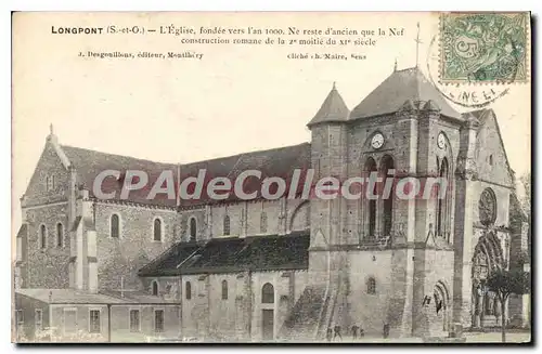 Cartes postales Longpont S et O l'eglise fondee vers l'an 1000 ne reste d'ancien que la Nef construction romane