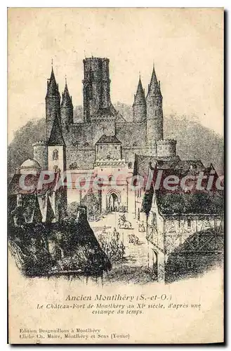 Cartes postales Ancien Montlhery S et O le chateau Fort de Montlhery au XI siecle d'apres une estampe du temps