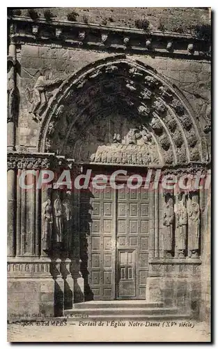 Cartes postales Etampes portail de l'eglise Notre Dame XV siecle