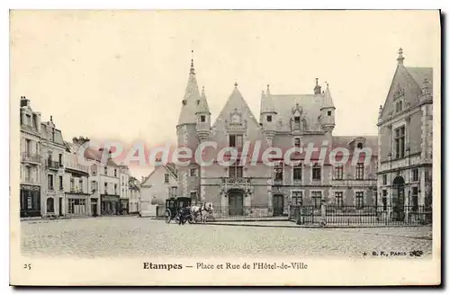 Cartes postales Etampes place et rue de l'hotel de Ville