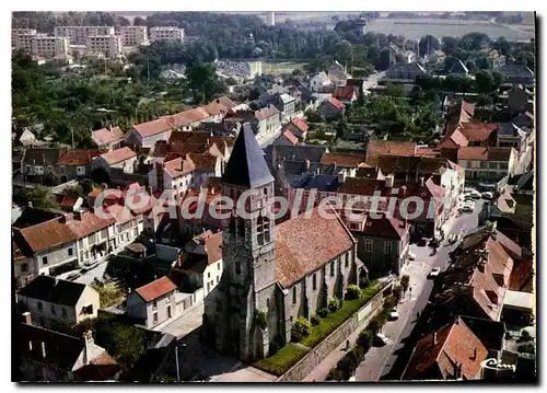 Moderne Karte Mennecy Essonne vue aerienne le quartier de l'eglise St Pierre XII Si�cle