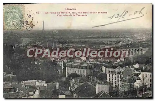 Cartes postales Meudon Panorama de Meudon Issy les Moulineaux et Paris Vue prise de la Terrasse