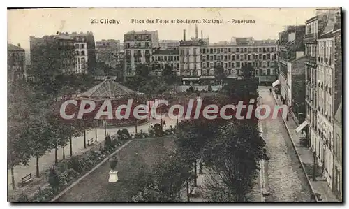 Cartes postales Clichy Place des Fetes et boulevar National Panorama