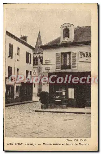 Cartes postales Chatenay Maison natale et busse de Voltaire