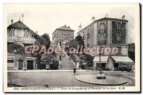 Cartes postales Saint Cloud Coteaux Place de Longchamp et Escalier de la Gare