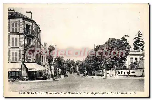 Cartes postales Saint Cloud Carrefour Boulevard de la Republique et Rue Pasteur