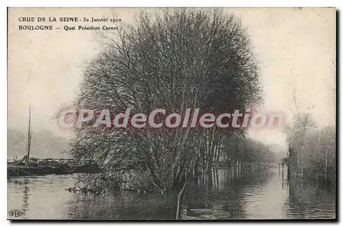 Cartes postales Crue de la Seine Boulogne Quai President Carnot