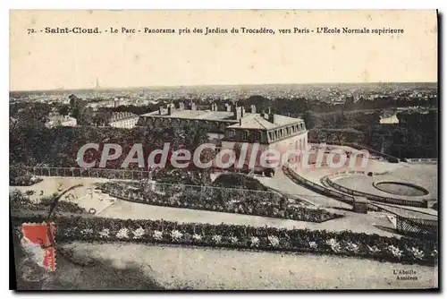 Cartes postales Saint Cloud Le Parc Panorama pris des Jardins du Trocadero vers Paris L'Ecole Normale Superieure