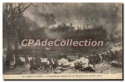 Ansichtskarte AK Saint Cloud L'incendie du Chateau par les Prussiens (October 1870)