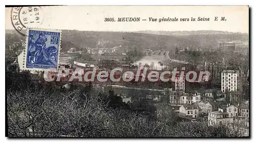 Cartes postales Meudon Vue generale ver la Seine