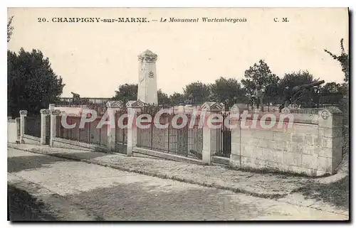 Cartes postales Champigny sur Marne Le Monument Wurtembergeois