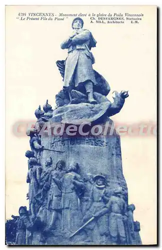 Cartes postales Vincennes Monument eleve a la gloire du Poila Vincennois
