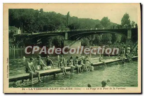 Cartes postales La Varenne Saint Hilaire La plage et le Pont de la Varenne