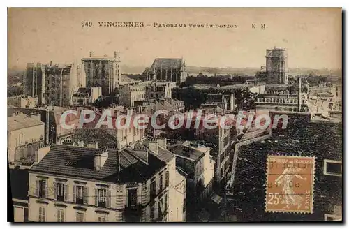 Ansichtskarte AK Vincennes Panorama vers le Donjon