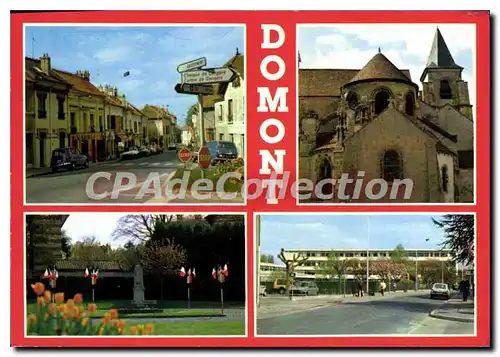 Cartes postales moderne Domont L'Eglise Ste Marie Madeleine La place de Verdun La Rue de la Mairie
