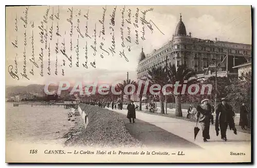 Cartes postales Cannes Le Carlton Hotel et la Promenade de la Croisette