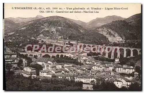 Cartes postales L'Escarene Vue generale et Viaduc Ligne Nice Coni