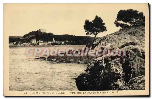 Cartes postales Ile de Porquerolles vue sur la plage d'argent