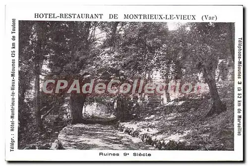 Cartes postales Hotel Restaurant de Montrieux le Vieux Var ruines