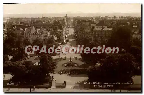 Cartes postales Le Havre jardins de l'hotel de ville et rue de Paris