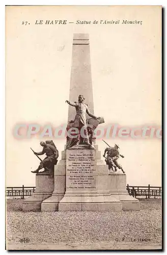 Cartes postales Le Havre statue de l'Amiral Mouchez