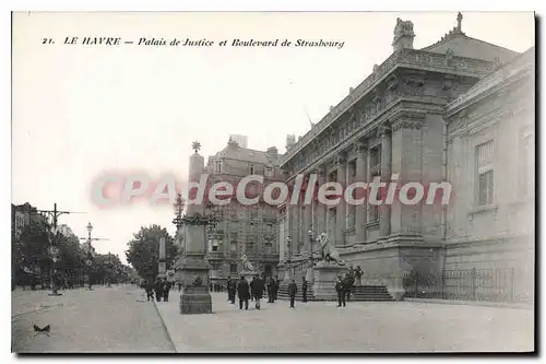 Cartes postales Le Havre palais de justice et boulevard de Strasbourg