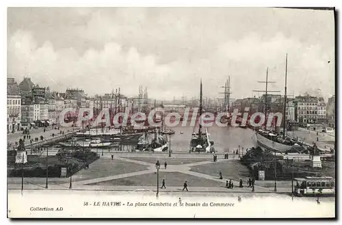 Cartes postales le Havre la place gambetta et le bassin du commerce