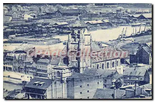 Cartes postales le Treport eglise St Jacques et le Port vue prise a vol d'oiseau