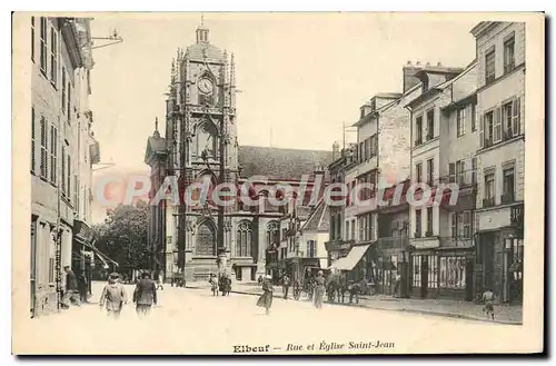 Cartes postales Elbeuf rue et eglise Saint Jean