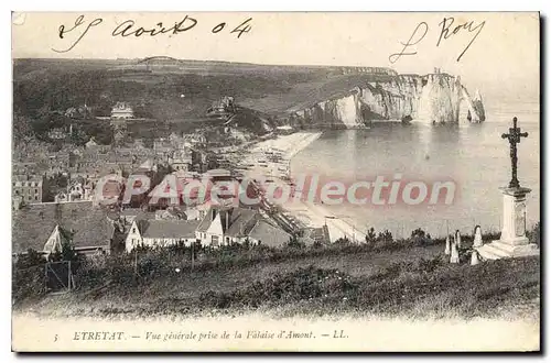 Cartes postales Etretat vue generale prise de la Falaise d'Amont