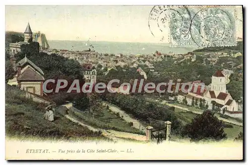 Cartes postales Etretat vue prise de la cote Saint Clair