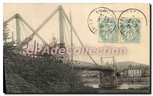 Cartes postales Elbeuf pont suspendu