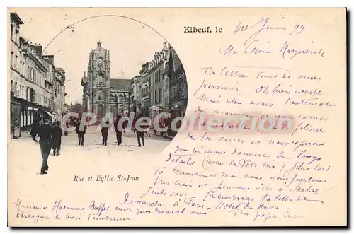 Cartes postales Elbeuf rue et Eglise St Jean