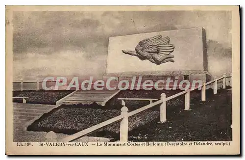 Cartes postales St Valery en Caux le monument Costes et Bellonte Descatoire et Delandre sculpt