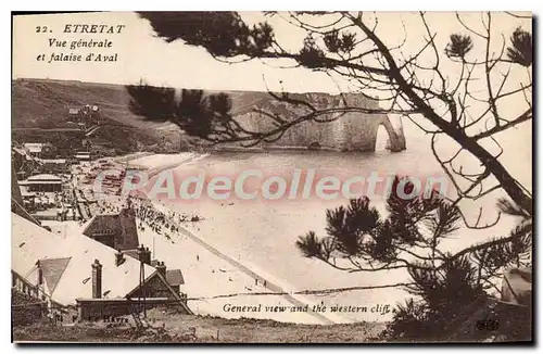 Cartes postales Etretat vue generale et Falaise d'Aval