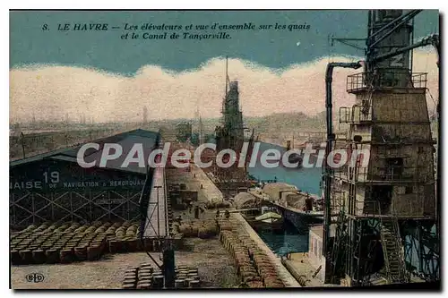 Cartes postales Le Havre Les elevaleurs et vue d'ensemble sur les quais et le Canal de Tancarville