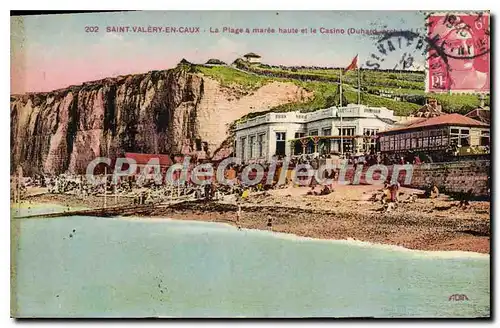 Cartes postales Saint Valery Caux La Plage a maree haute et la Casino