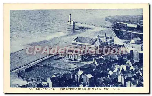 Cartes postales Le Treport Vue aerienne Casino et de la Jetee